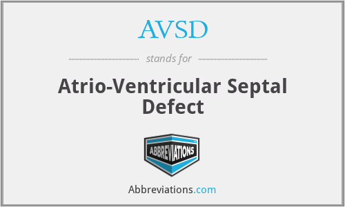 What is the abbreviation for atrio-ventricular septal defect?